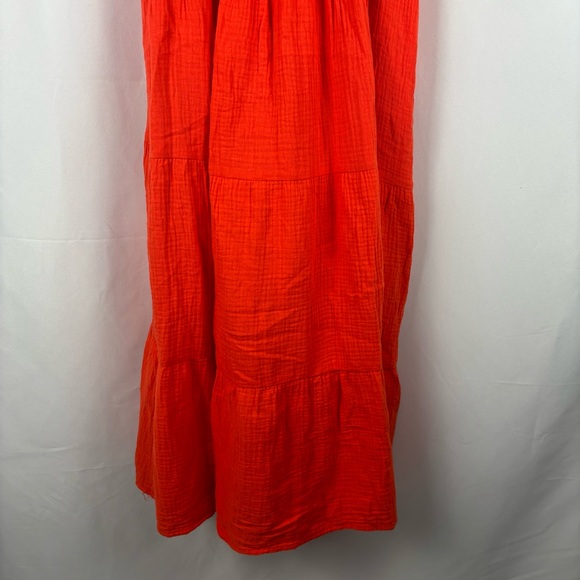 NWT Chelsea & Theodore Bold Orange Tiered Midi Dress, Large - Picture 7 of 12